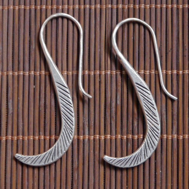 "S" Shape Earrings Wings Handmade Pure Silver Handcrafted Uniquely for Special Elegant Classic Gift -21