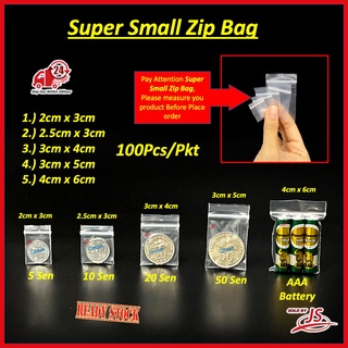 (SUPER SMALL) PE Plastic Zipper Bag / Transparent Packaging Plastic Bag with Sealable Zipper / Zip Lock Bag 100pcs/PKT