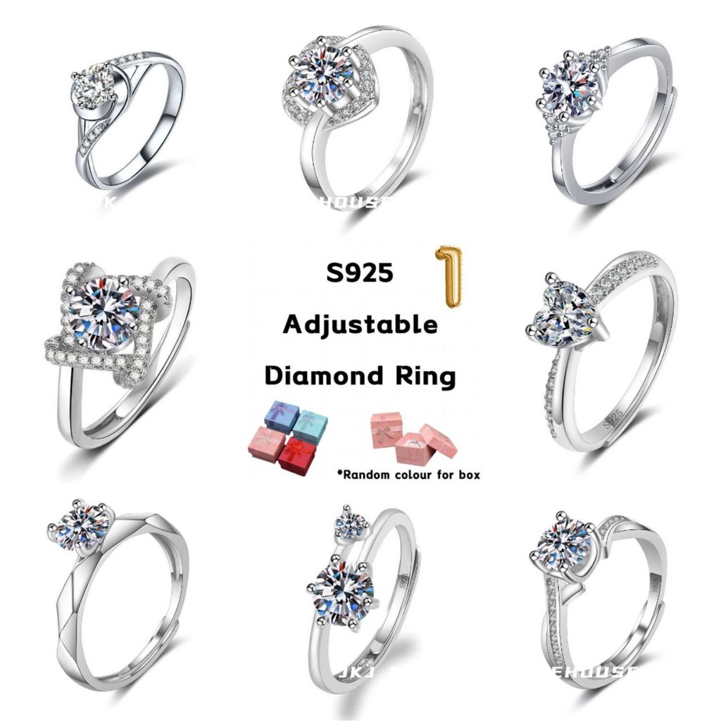 S925 Silver Rings Fashion Adjustable Zirconia Ring Women Cincin ...