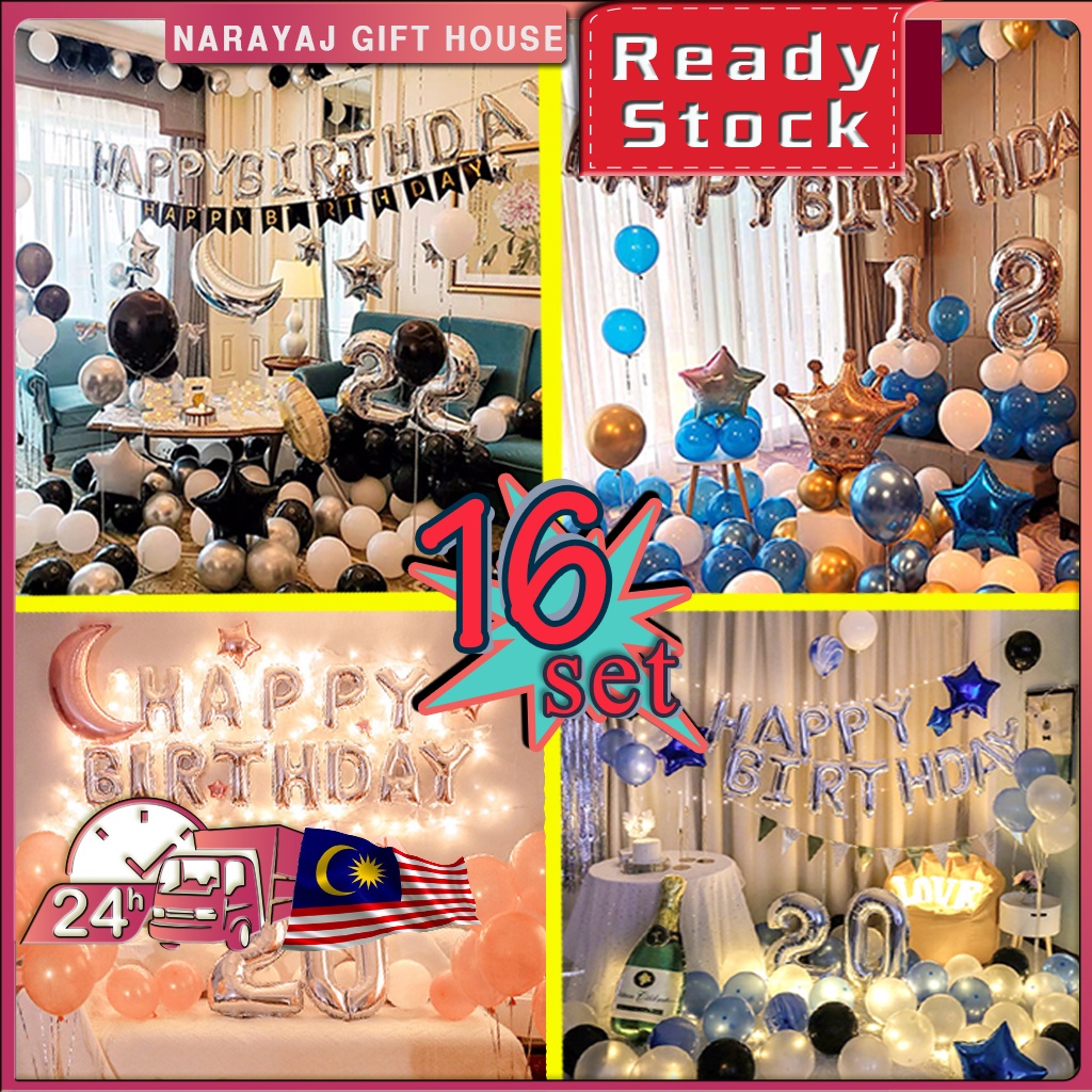 Happy Birthday Decoration Set Party Decoration Birthday Party Balloon Set Gift Hadiah Boy & Girl