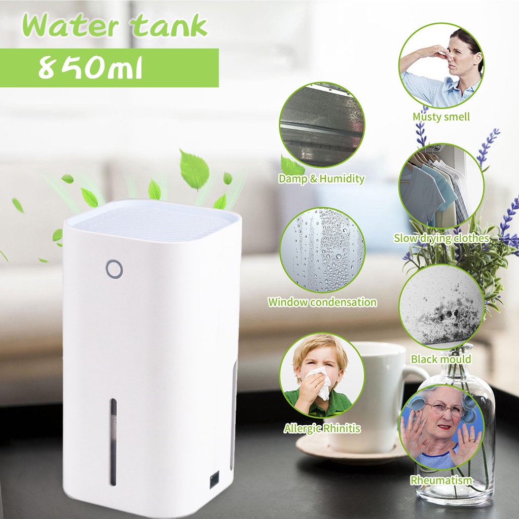 850ML Mini Dehumidifier Smart Moisture Absorber Household Dehumidifier Basement Moisture Absorber Mute Power saving