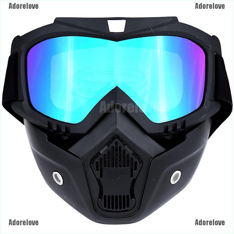 Motorbike Motorcycle Riding Skull Face Mask with Goggles Glasses for Motocross Cycling Open Face Helmet 1pcs Black+Yellow 