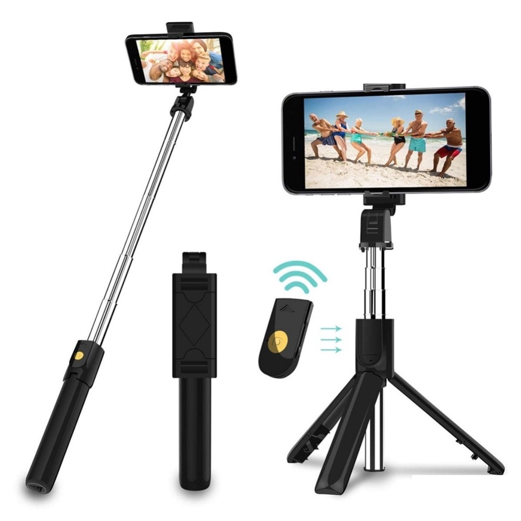 Bluetooth Remote Selfie Stick Integrated 3 in 1 Monopod Tripod IOS Android Suitable All Handphone Youtube Tiktok ( K07 )