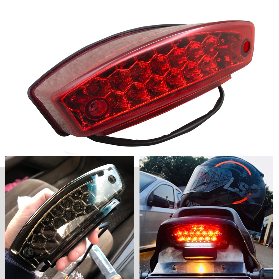 Motorcycle Tail Light Universal Motorbike Accessories LED Rear Brake Light  Red Lens Lamp For Honda Suzuki ATV Dirt Bike | Shopee Malaysia