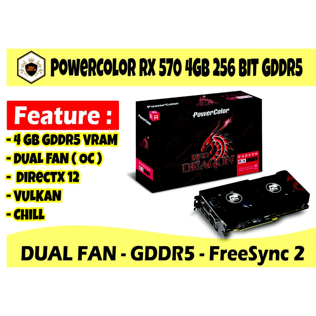 Vga Powercolor Rx 570 4gb Gddr5 256 Bit Red Dragon Shopee Malaysia