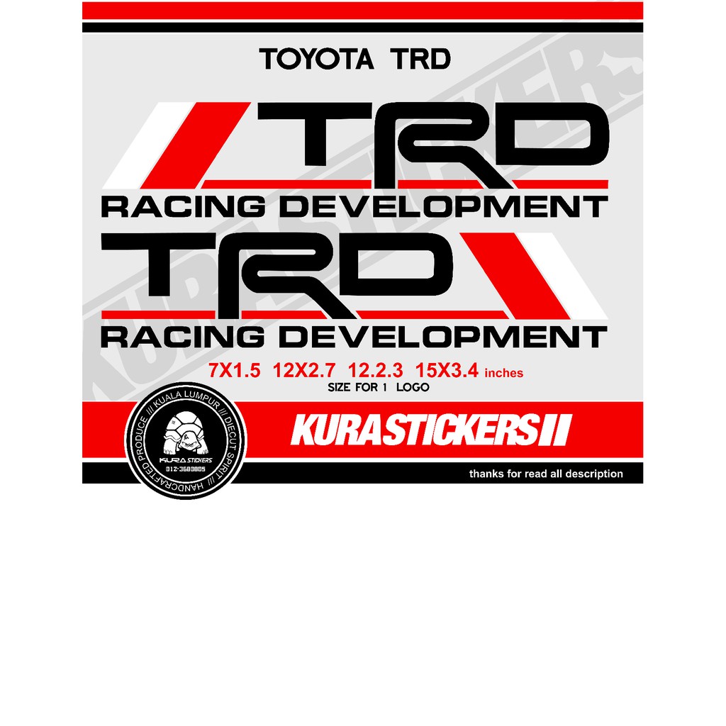 STIKER KERETA. STIKER TRD. STIKER TOYOTA. STIKER TRD RACING DEVELOPMENT ...