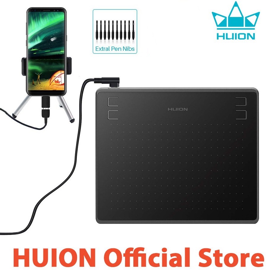 Ready Stock HUION HS64 Digital Graphics Drawing Tablets Android Support with Battery-Free Stylus For Drawing Online Working