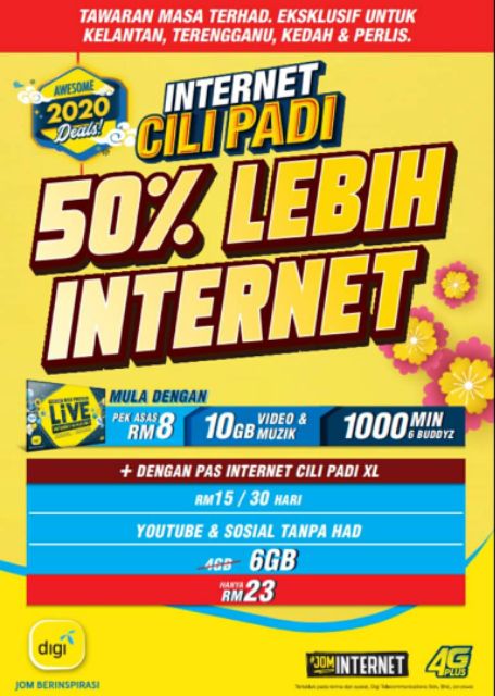 Digi Cili Padi Unlimited Youtube Facebook 6gb Highspeed Shopee Malaysia