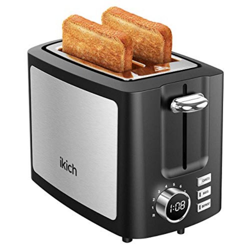 IKICH Toaster, 2 Slice Extra Wide Slot Toaster with 9 Bread Shade