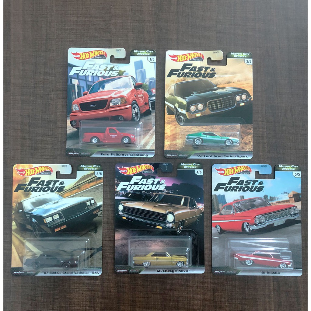 Hot Wheels 2020 Fast & Furious Motor City Muscle G Case Set 5 Cars 