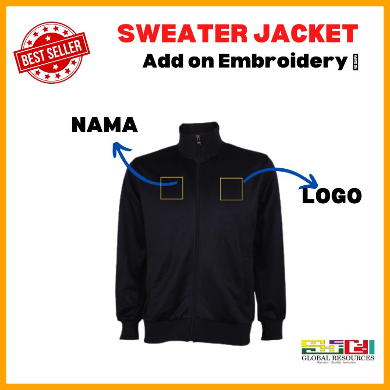 TJ1 Track Jacket Suit Add on Embroidery Shopee Malaysia