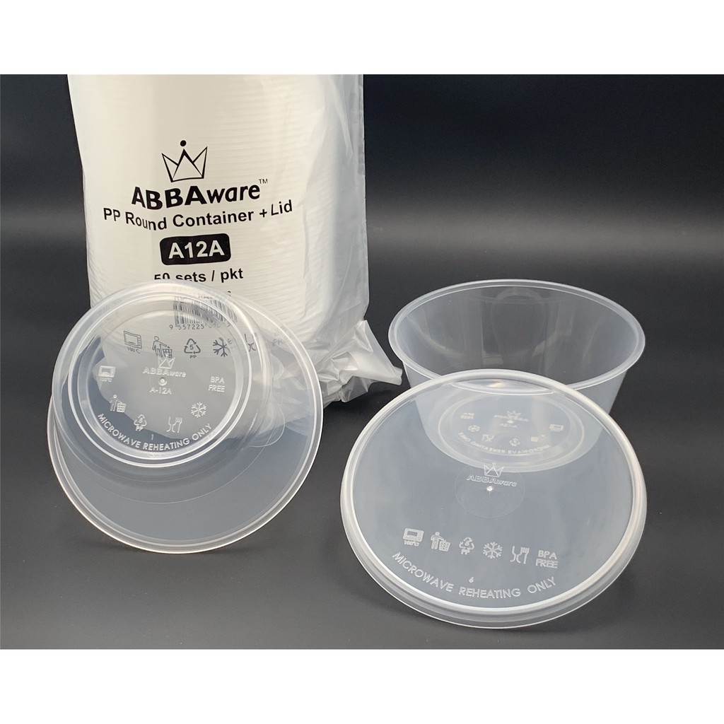 12oz Round Disposable Plastic Food Container ( 50pcs± ) 12 oz ABBA