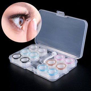 ♔AUTU 1Set Contact Lens Case Box 6 Boxes Storage Eye Care Kit Organizer Container