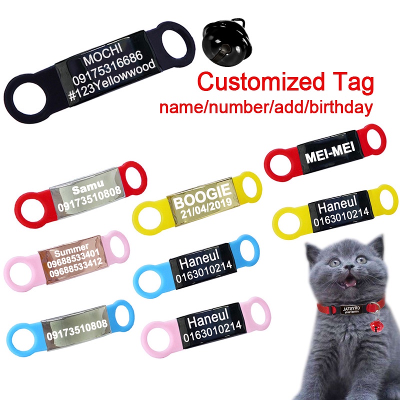 Customized Name Tag Cat Collar Pendant Cat Tag Dog Tag Pet Id Tag Silicone Cat Tag Anti-lost