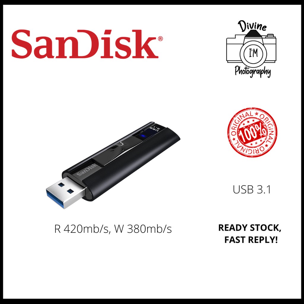 SANDISK EXTREME PRO USB 3.1 SOLID STATE FLASH DRIVE 128GB / 256GB WITH