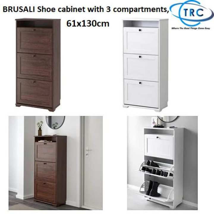 Ready Stock Ikea Brusali Shoe Cabinet With 3 Compartments