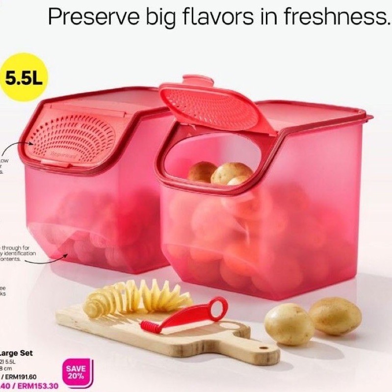 Tupperware Garlic N All Keeper 2pcs 5.5L