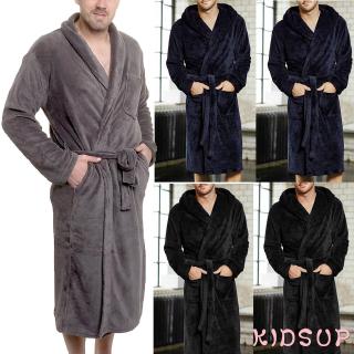 ✨Kidsup🌈Women Men´s Long Sleepwear Robes Shawl Collar Coral Fleece Bathrobe Spa Pajamas