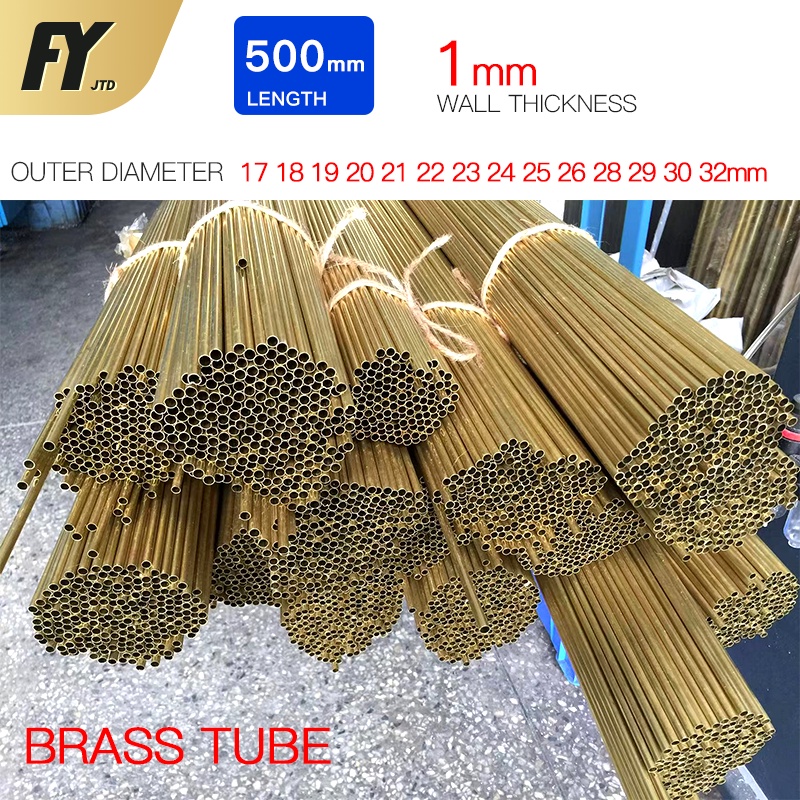 Brass pipe wall 1mm length 500mm OD 1732mm brass tube piping 17 18 19
