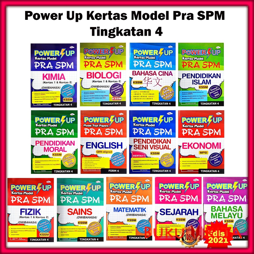 Buku Latihan Power Up Kertas Model Pra Spm Tingkatan 4 2021 Sejarah Bm Sains Matematik B Cina English Shopee Malaysia