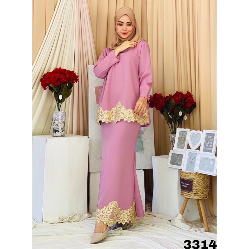 Raya Collection Set Baju Baju Kurung Moden Peplum Kebaya Labuh Muslimah Besar Cotton Lace Plain Satin Blouse