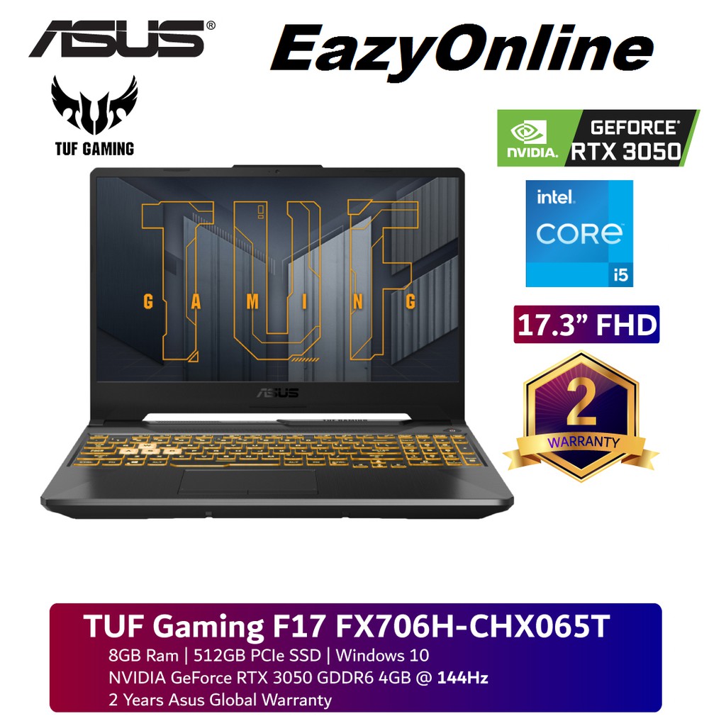 Asus TUF F17 FX706H-CHX065T 17.3" FHD 144Hz Gaming Laptop( i5-11400H ...