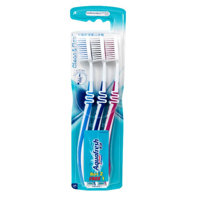 Aquafresh Toothbrush Clean & Flex - Soft/Medium [Buy 2 Free 1] (1 x 3EA ...