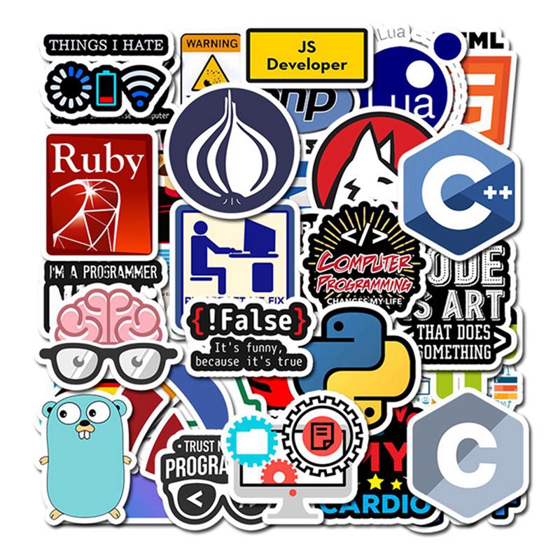 50pcs/Set Developer Programming Sticker Java Php Linux Ubuntu For Laptop Perfect 