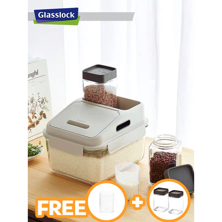 [READY STOCK] 100% Original Glasslock Tempered Glass Rice Container 5kg ...
