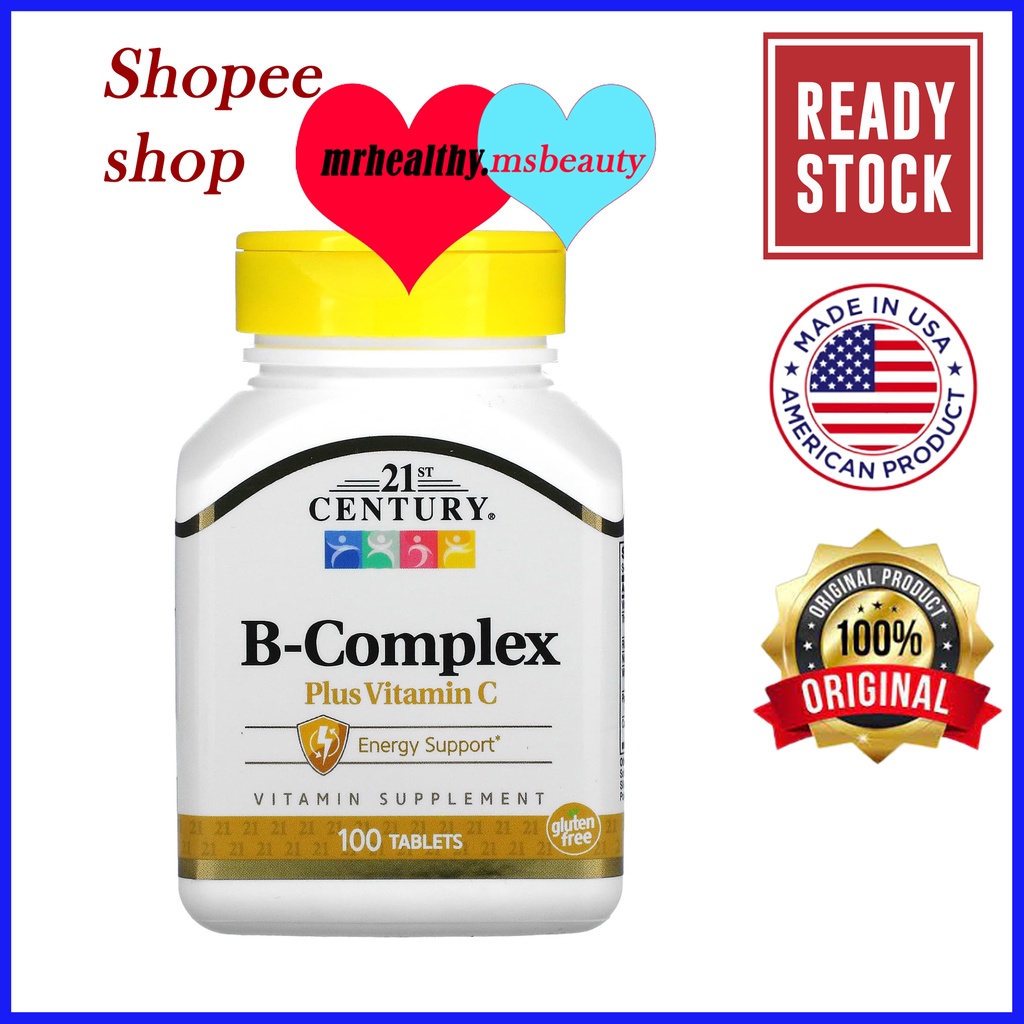 21st Century, B-Complex Plus Vitamin C, 100 Tablets - For Energy ...