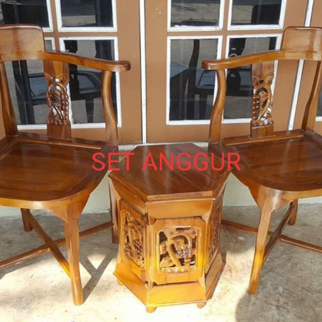  BANGKU  KAYU  JATI SET ANGGUR BETAWI BANDUNG Shopee Malaysia 