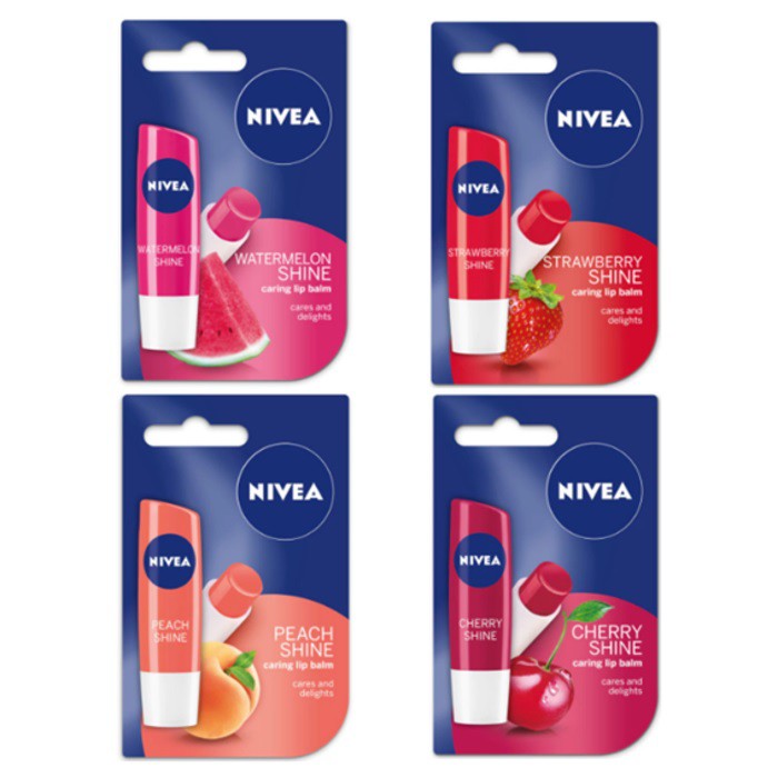 Nivea Fruity Shine Cherry Lip Balm Cherry, Peach, Strawberry ,Pink ...