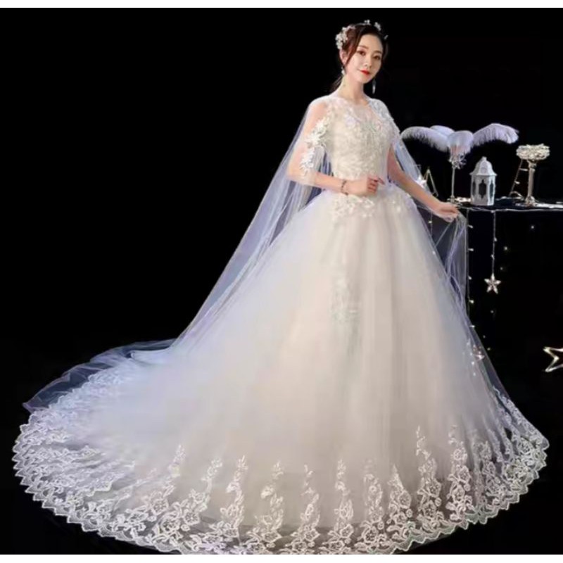 G53 Po S Xxl Women White Wedding Gown Dress Gaun Baju Pengantin Putih Shopee Malaysia