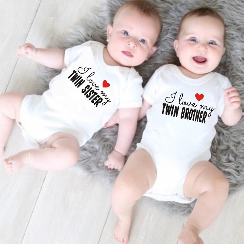 I Love My Twin Sister Brother Newborn Baby Bodysuit Cute Short Sleeve Baby Boy Girl Rompers Onesie Infant Baby Twins Clo Shopee Malaysia