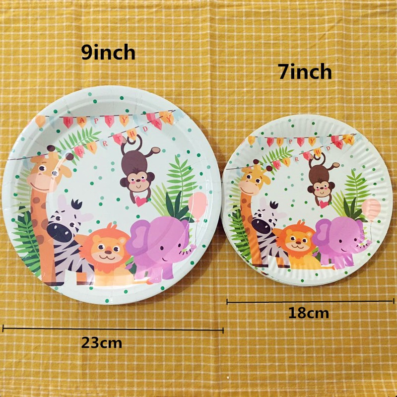 10PCS/set Cartoon Colorful Jungle Animals Safari Theme Paper Plates Paper  Dishes For Kids Birthday Party Baby Shower | Shopee Malaysia