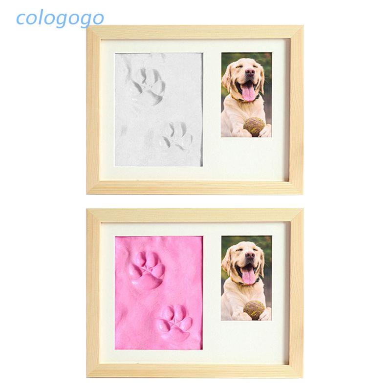 COLO Pets Paw Prints Keepsake Photo Frame Memorial Clay Imprint Kit for Dogs Cats Pet Lovers Home Room Decoration