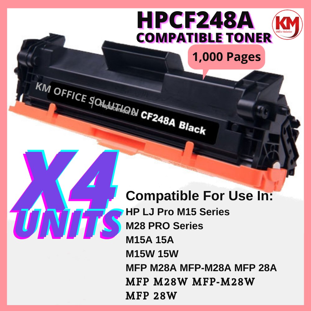 X4 HP CF248A /CF248X 48A HP48A Compatible For HP LaserJet Pro M15a 15w MFP M28a M28w ink 48A CF248A Laser Toner black...
