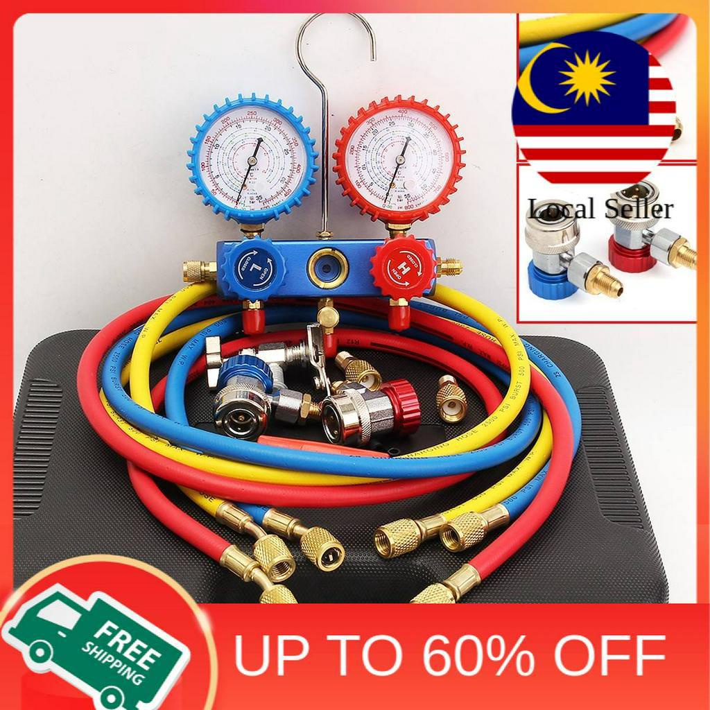 Car Air Conditioning Pressure Manifold Gauge Hose Kit for R134A R12 R22