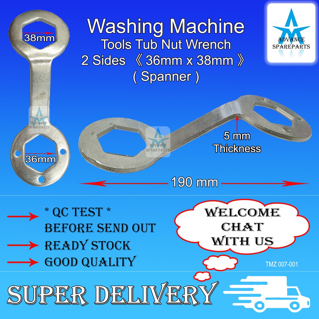 Washing Machine Mechanism Tools Tub Nut Wrench 2 Sides 《36mm x 38mm》 ( Spanner )