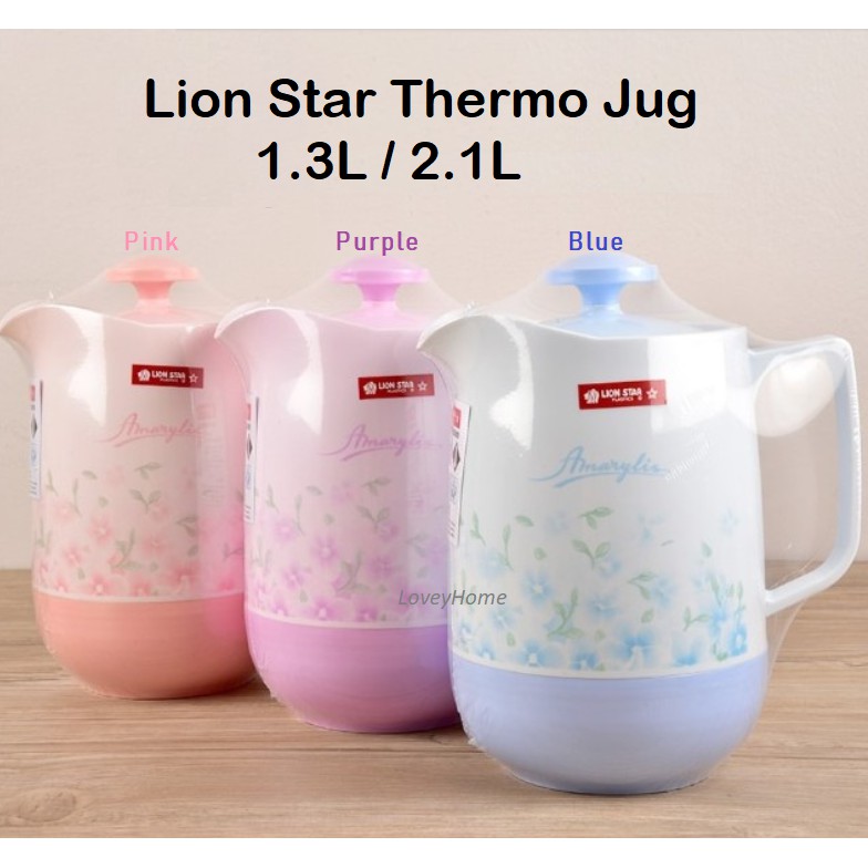 Lion Star Thermo Water Jug 1.3L/2.1L Thermos Flask Hot & Cold Thermo