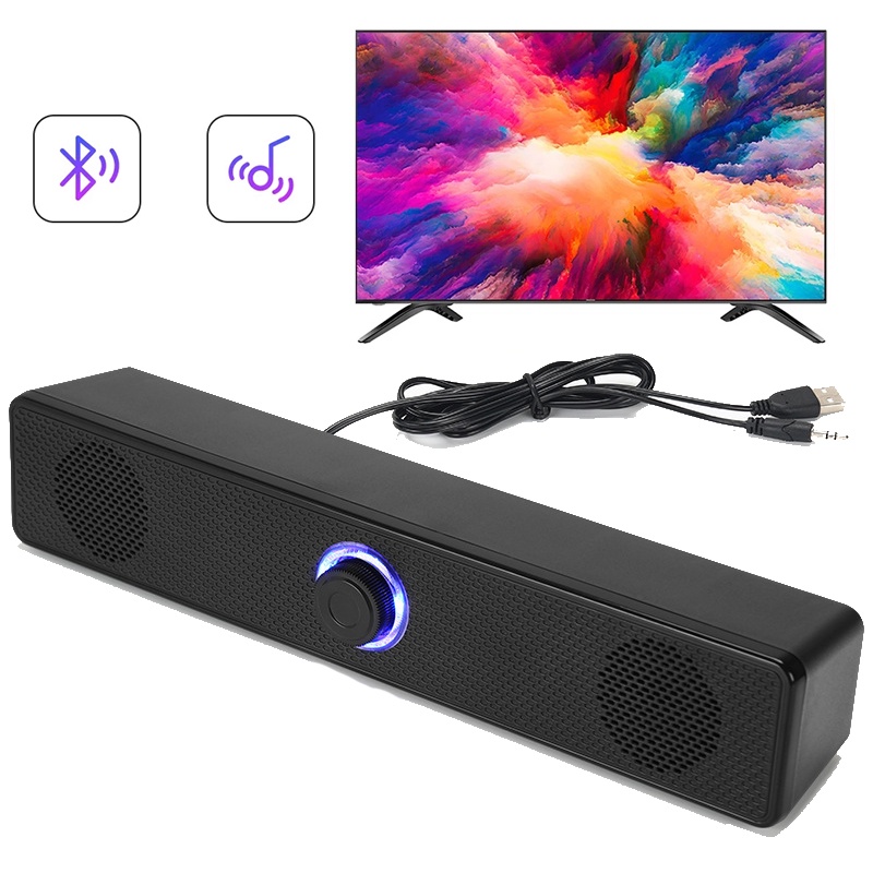 4D Surround Soundbar Bluetooth 5.0 Computer Speakers Wired Stereo Subwoofer Sound Bar for Laptop PC Home Theater TV Aux Speaker