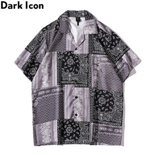 Dark Icon Bandana Polo Shirt Men Summer Vintage Collar Men's Shirts Hawaiian Shirt