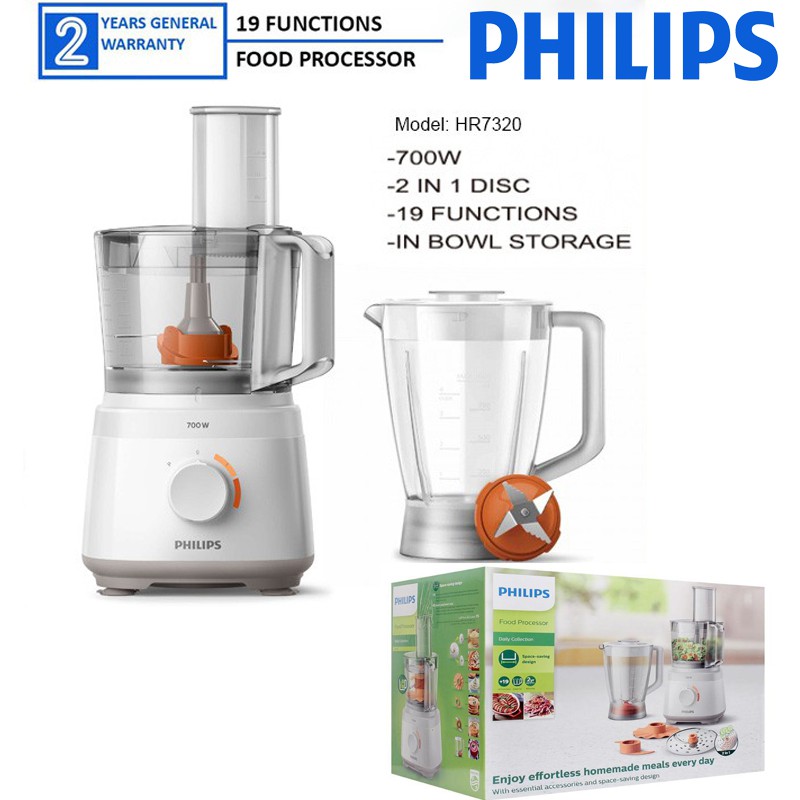 Philips Compact Food Processor with 2 in 1 disc (700W) HR7320 Shopee Malaysia