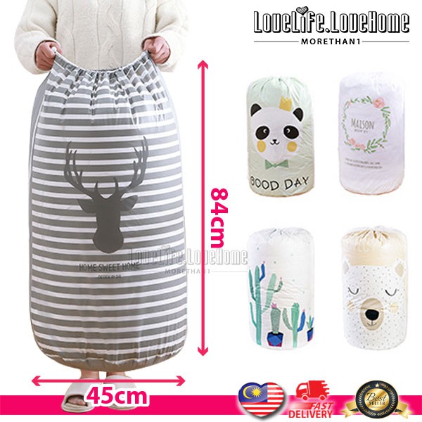 Round Drawstring Foldable Clothes Blanket Storage Bag Home Large