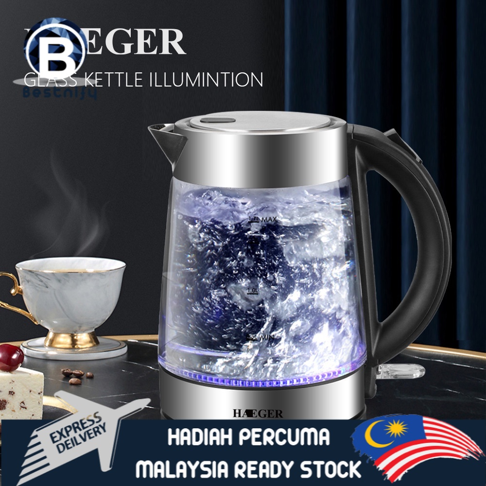 BESTNIFY 1.8L ITALY Glass LED Light Electric Kettle Automatic Cut Off Boiler Jug Tea Maker Teapot Cerek