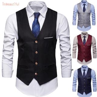 Fashion Mens Waistcoat Formal Business Suit Vest Wedding Party Casual Coat Tops