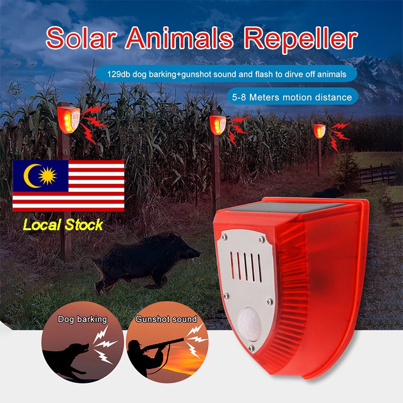 Loud 129db Solar Alarm Sensor Dog Barking Home Outdoor Security Siren Alarm for Animals Motion Sensor Sound & Light Strobe Alarm alarm rumah