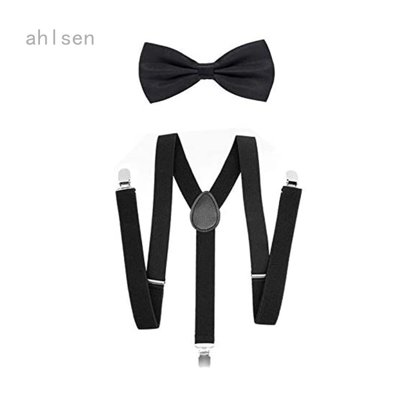 Black Mustache White Clip-on 1" Suspenders Elastic Y-Shape Costume Tuxedo Prom 