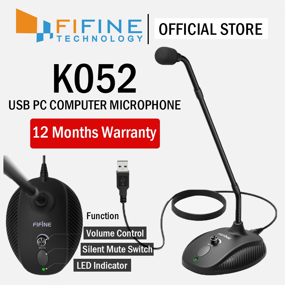 FIFINE K052 USB PC Computer Microphone for Conferencing - Mute Button ...