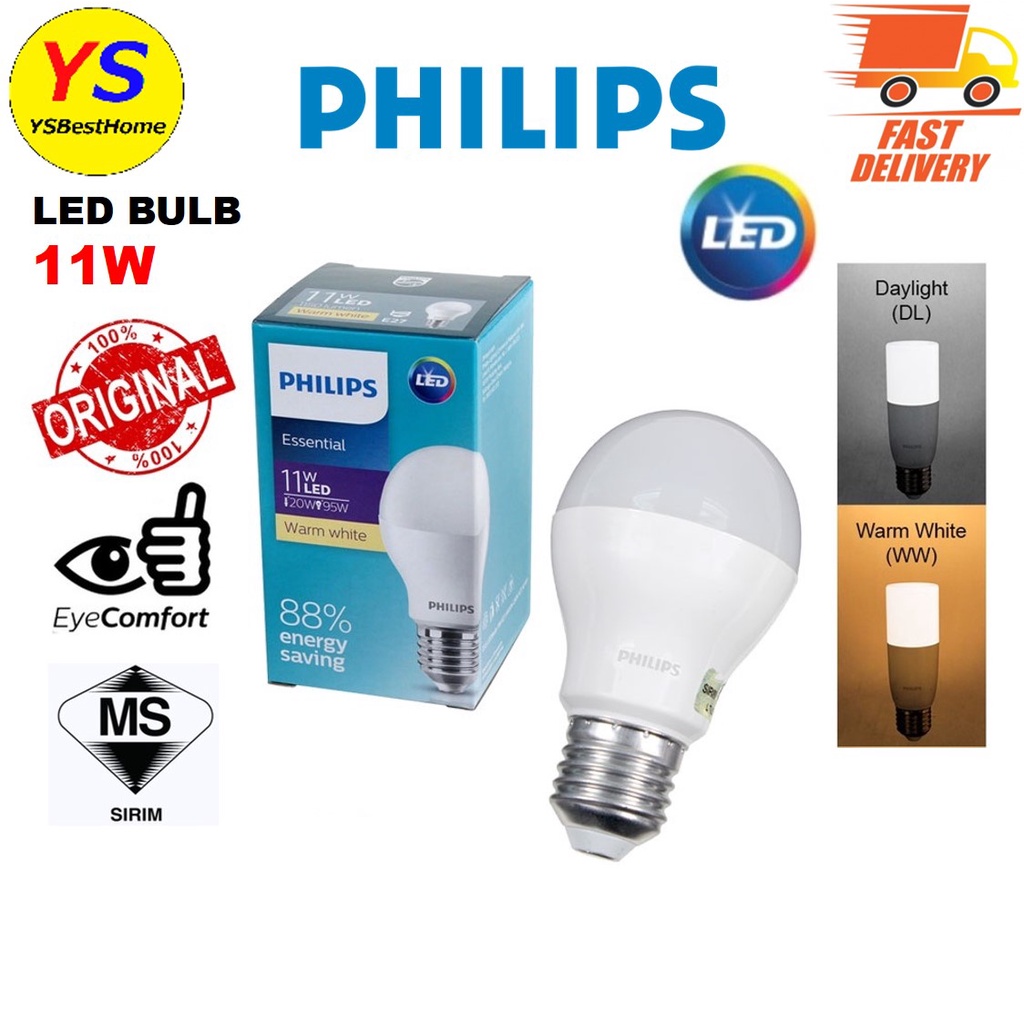 Philips 11w E27 Essential Gen2 Led Bulb Shopee Malaysia